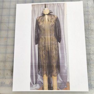 Vintage 1950   Black Lace PEGNOIR  by LADY DUFF  SIZE m